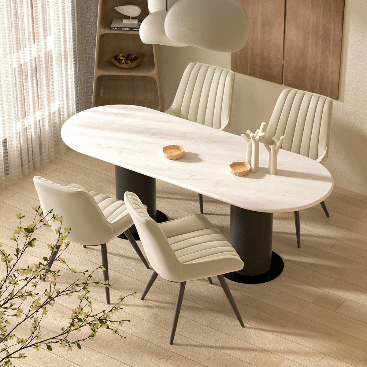 Modern Minimalist High-Back Dining Chair: High-Density Sponge Cushion & Ergonomic Design FU01043-wz