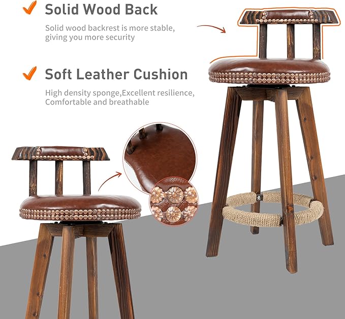 Unique Rotating Bar Stool: 360° Rotation & Soft PU Cushion FU01004-wz