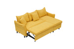 The 80-inch yellow corduroy L-shaped sofa comes with two small throw pillows that can be converted into a sofa bed for storage W1278S00029-djyc