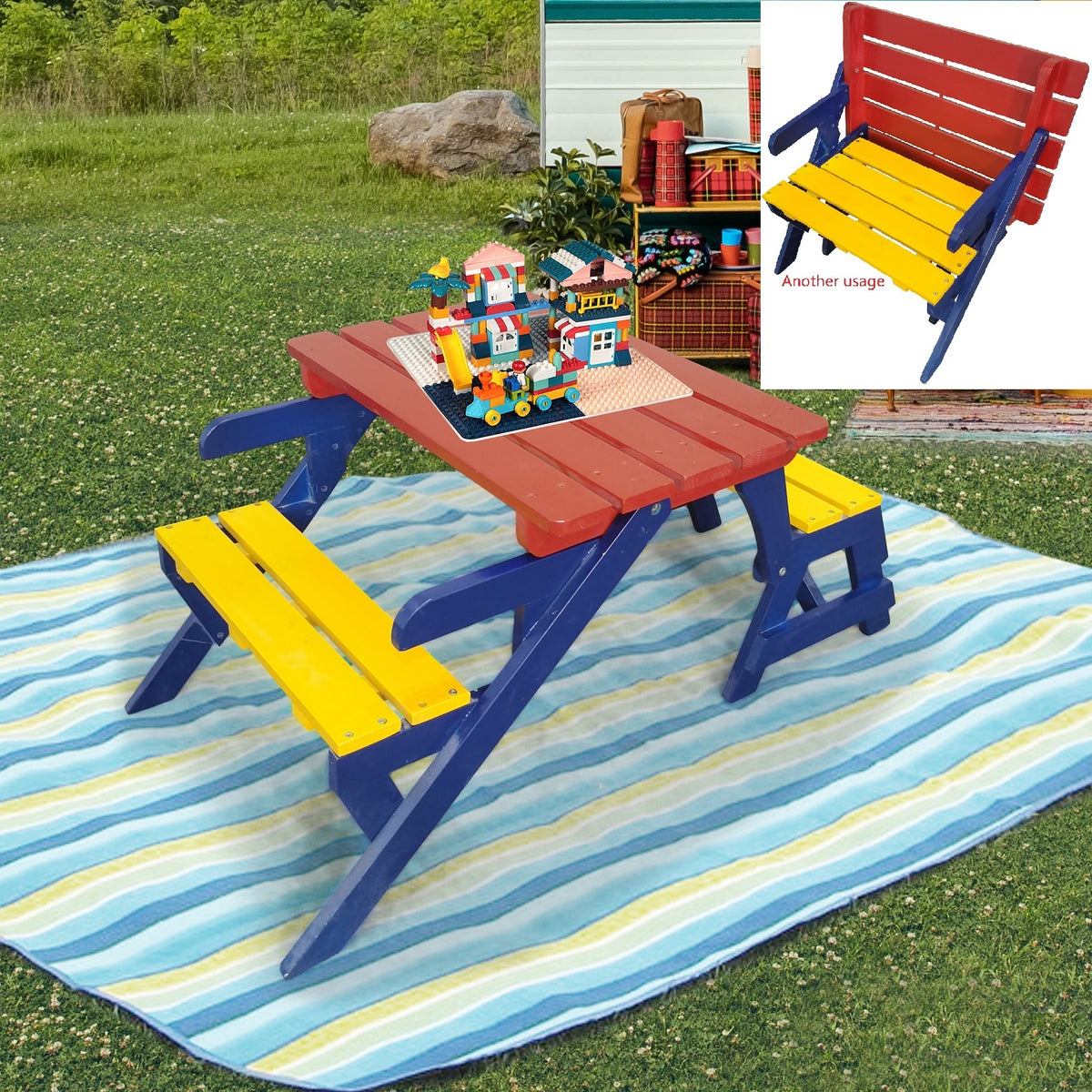 KID'S MULTI-FUNCTIONALARM CHAIR,TABLE+ 2 BENCHES (All-in-one) W49532960-djyc