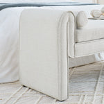 Bedroom storage stool, linen fabric storage stool, large storage space, 50.39 inches, can be used for bed end, living room, entrance, White W487P180474-djyc