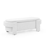 Linen Fabric Upholstered Bench with Large Storage Space for the Living Room, Entryway and Bedroom,White,( 51.5''x20.5''x17'' ) W48790039-djyc