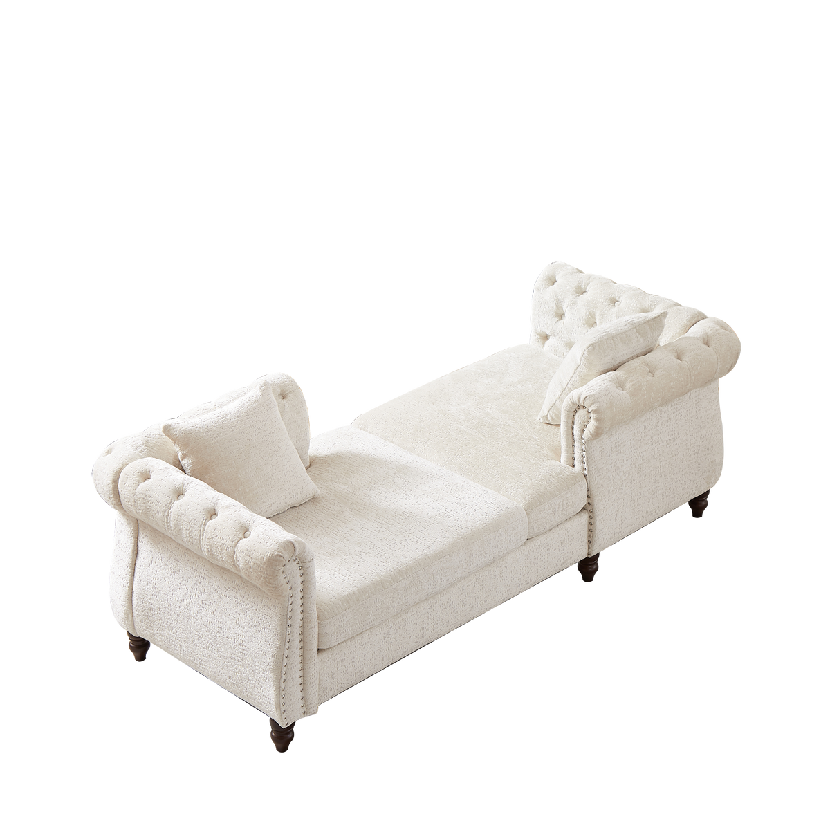 81-inch Chenille Face-to-face Chaise Lounge with Two Pillows,Nailhead trim,Button Tufted Design and Rolled Arms for Lounge, Living room and Office W834S00315-djyc