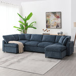 130*65' Modern Modular Cloud Sofa Bed, 6 Seat Chenille Sectional Couch Set with Ottoman,Free Combination,Convertible U Shaped Sleeper Sofa for Living Room, Apartment, 3 Colors N723S9583K-djyc