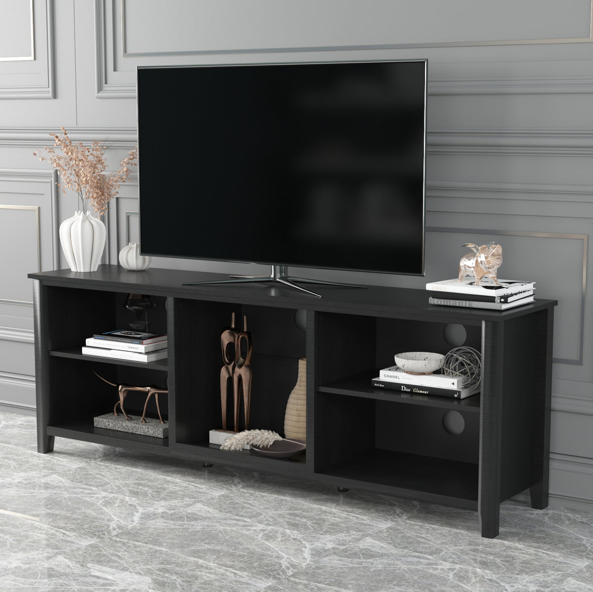 TV Stand Storage Media Console Entertainment Center,Tradition Black W88137231-djyc