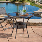 Durable & Stylish Gaviota 34" Round Wicker Dining Table – Weather-Resistant with Storage Basket & Easy-to-Clean Glass Top 41679.00-1IRNKD-djyc
