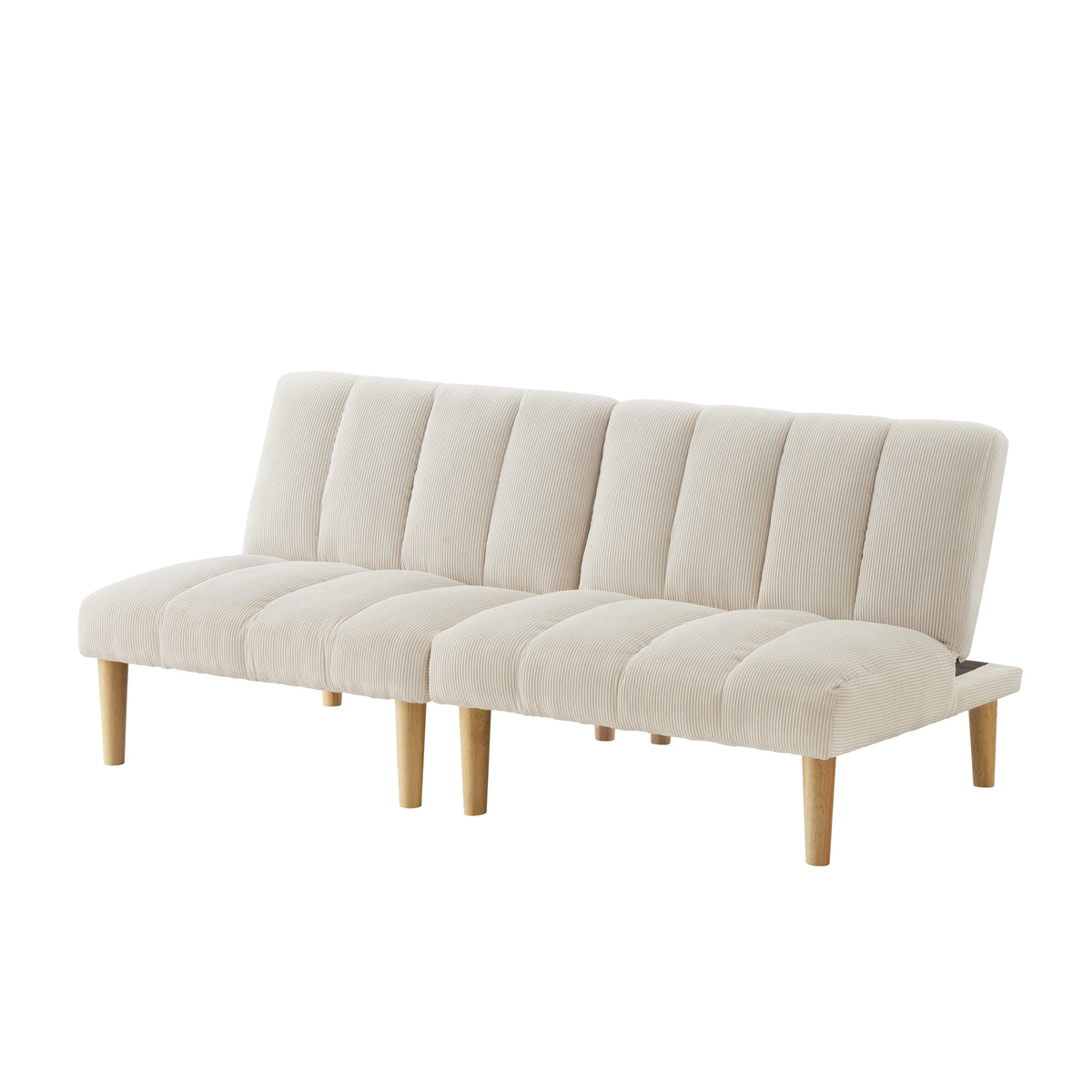 Corduroy fabric, wooden legs convertible sofa bed (Color:Beige) W1669P156116-djyc