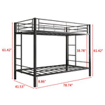 Metal Bunk Bed Twin Over Twin, Heavy Duty Twin Bunk Beds with shelf and Slatted Support No Box Spring Needed Black W840107070-djyc
