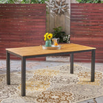 Slatted Acacia Wood Outdoor Dining Table – Tastefully Crafted with Iron Legs for a Stylish Outdoor Dining Experience 64274-djyc