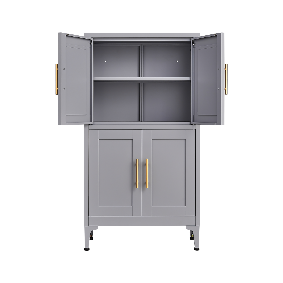 Grey Metal Kitchen Storage Cabinet, Kitchen Pantry Storage Cabinet with Doors and Shelves, Storage Cabinet with Adjustable Leveling Foot for Kitchen, Living Room and Dining Room W328P194191-djyc