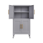 Grey Metal Kitchen Storage Cabinet, Kitchen Pantry Storage Cabinet with Doors and Shelves, Storage Cabinet with Adjustable Leveling Foot for Kitchen, Living Room and Dining Room W328P194191-djyc