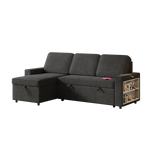 85.8" Pull Out Sleeper Sofa L-Shaped Couch Convertible Sofa Bed with Storage Chaise And Storage Racks,With USB Port And T-pyce Port W834S00265-djyc