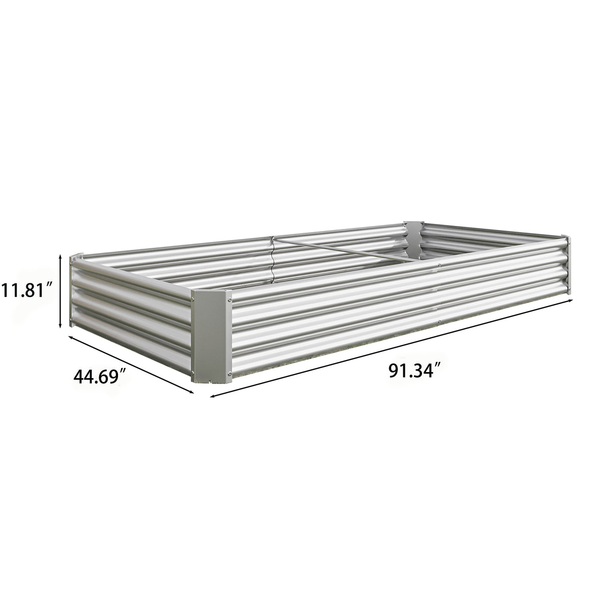 Raised Garden Bed Kit - Metal Raised Bed Garden 7.6x3.7x0.98ft for Flower Planters, Vegetables Herb Silver W84090998-djyc