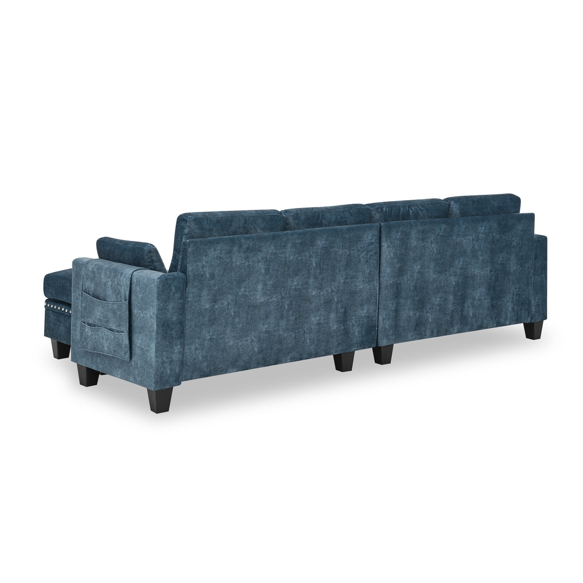 Sectional 3-Seaters Sofa ,Double-sided multi-functional footstool, storage mat , Non-slip leg, two pillows, Velvet,Navy blue W487S00239-djyc