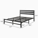 Queen Size Platform Bed Frame with Wooden Headboard, Under Bed Storage, Non-Slip, Noise Free, Easy Assembly, Black W840P164959-djyc
