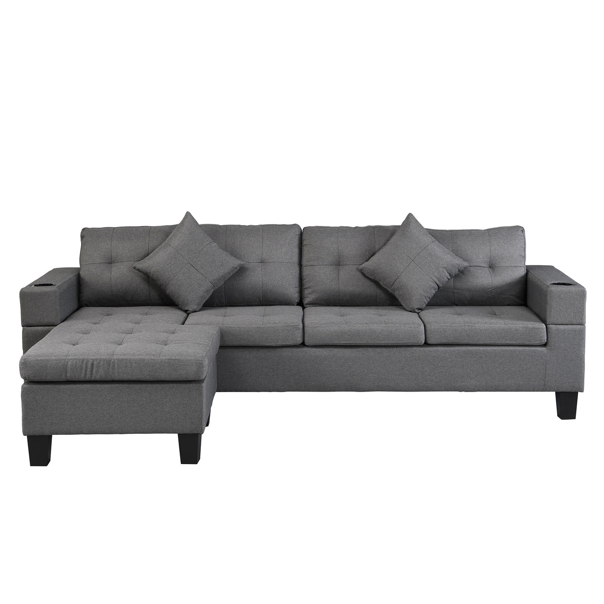 Sectional Sofa Set for Living Room with L ShapeChaise Lounge ,cup holder andLeft or Right Hand ChaiseModern 4 Seat W214S00007-djyc