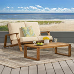 Charming Acacia Wood Loveseat and Coffee Table Set with Weather-Resistant Cushions 68611.00BGE-djyc