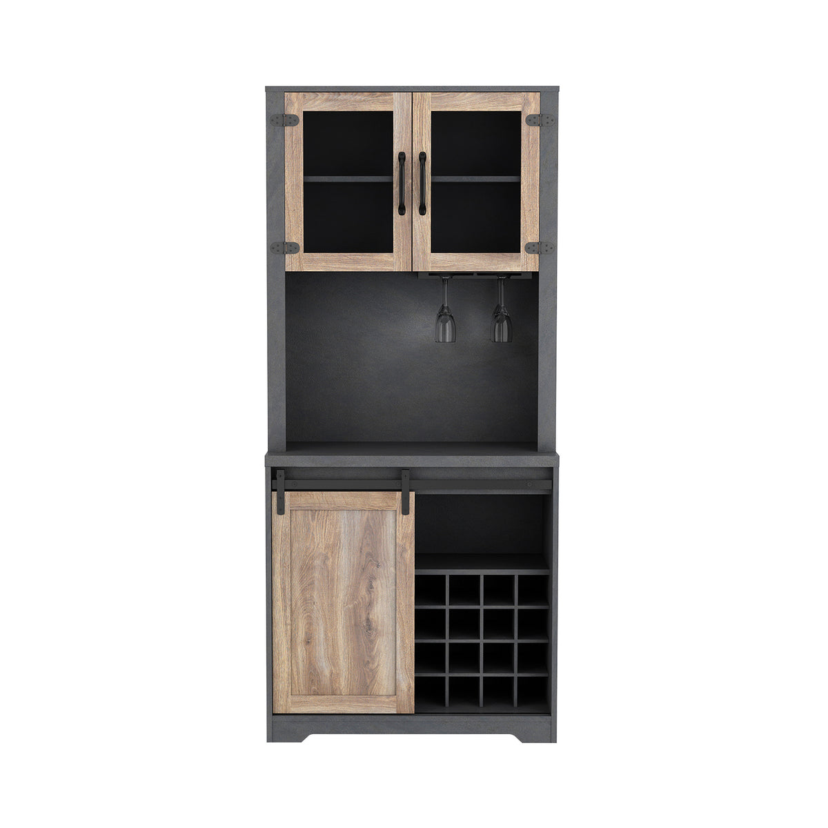 31 Inch Farmhouse Barn Door Bar Cabinet For Living Room, Dining Room W881S00003-djyc