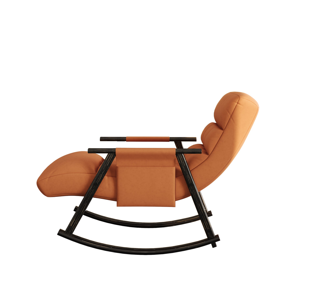 Casual folding rocking chair upholstered, lounge rocking chair adjustable high back and foot rest,side pockets placed in living room bedroom balcony W1669P163324-djyc