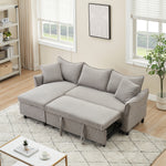 This 80-inch gray corduroy L-shaped sofa comes with two small throw pillows that can be converted into a sofa bed for storage W1278S00027-djyc
