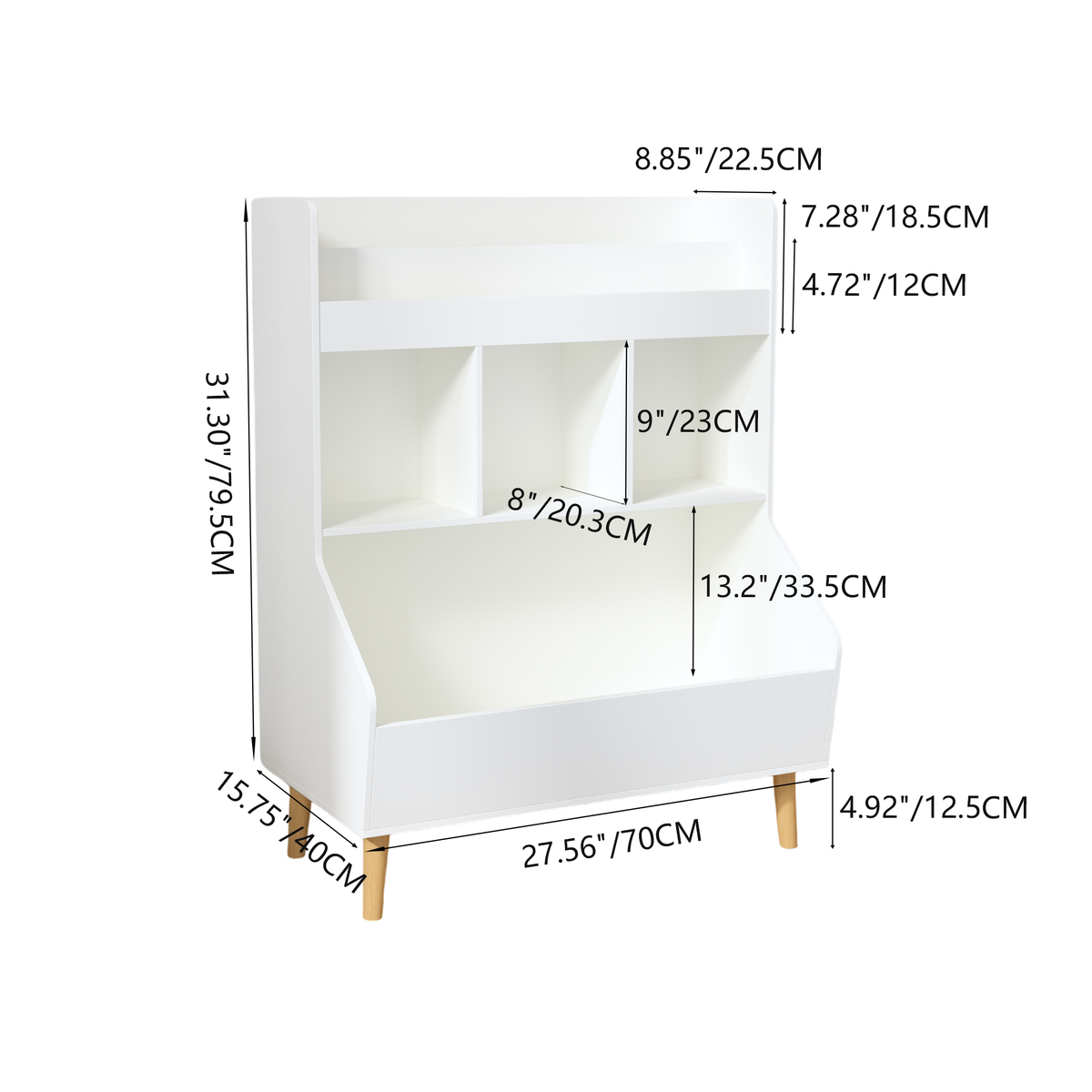 Toy Storage Organizer, Kids Bookshelf and Toy Storage with Legs, Multifunctional Storage Organizer, Children Bookcase for Kids Room, Living Room, Nursery,White W808P200978-djyc