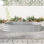 Raised Garden Bed Outdoor, Oval Large Metal Raised Planter Bed for for Plants, Vegetables, and Flowers - Silver W840101952-djyc