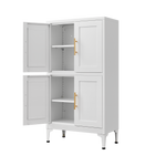 White Metal Kitchen Storage Cabinet, Kitchen Pantry Storage Cabinet with Doors and Shelves, Storage Cabinet with Adjustable Leveling Foot for Kitchen, Living Room and Dining Room W W328P194192-djyc