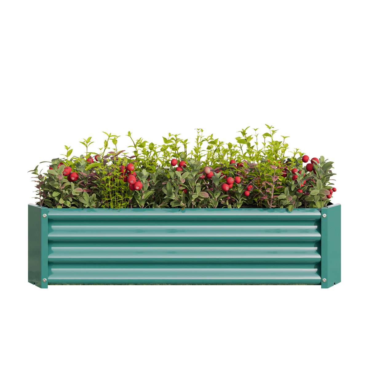 Metal Raised Garden Bed, Rectangle Raised Planter 4×2×1ftfor Flowers Plants, Vegetables Herb Veezyo Green W84091000-djyc