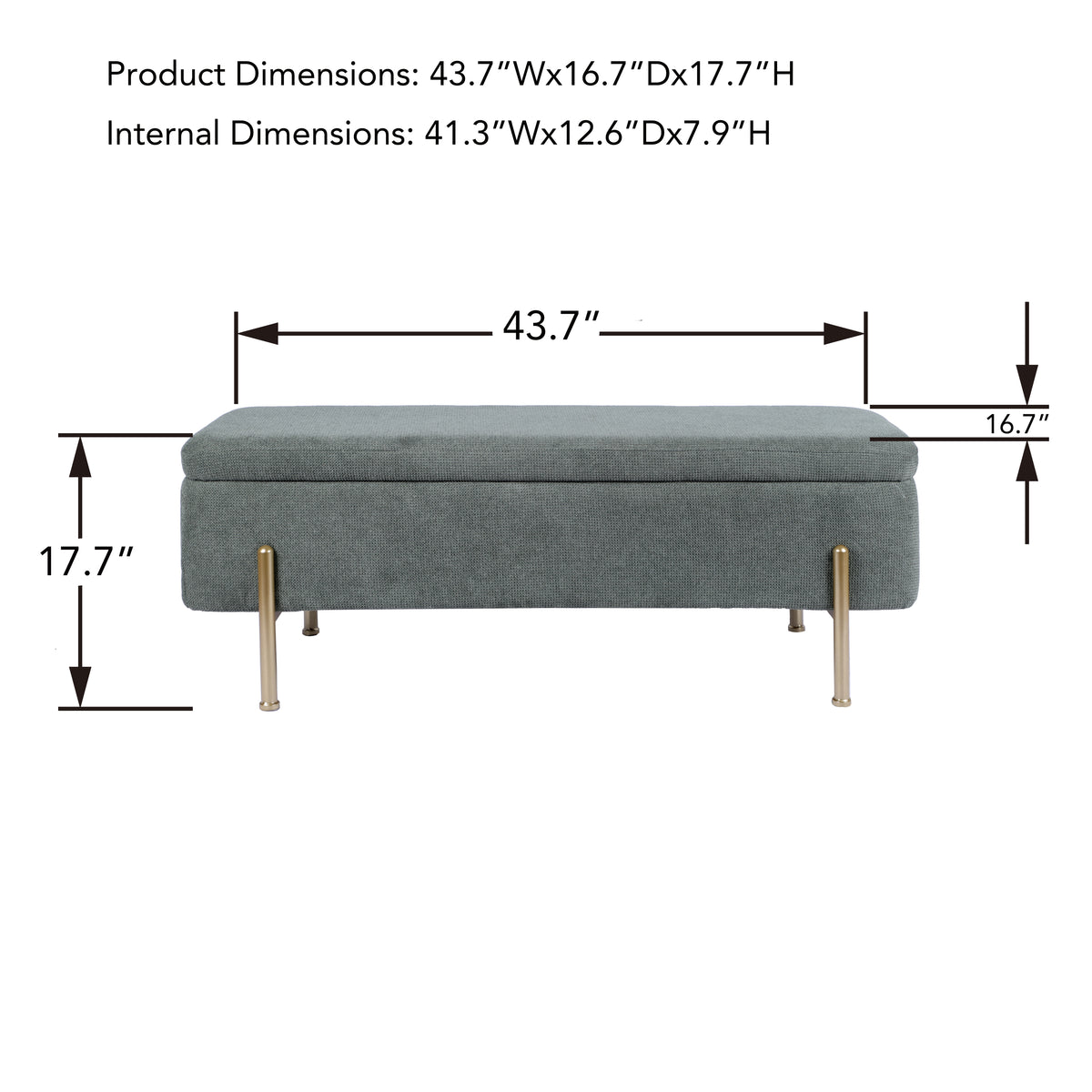 Upholstered Storage Bench Rectangular Ottoman Entryway Bench Storage Chest with Padded Seat Bed End Stool for Hallway Living Room Bedroom, Green Chenille Fabric W1435P163387-djyc