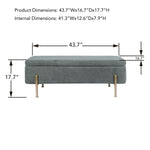 Upholstered Storage Bench Rectangular Ottoman Entryway Bench Storage Chest with Padded Seat Bed End Stool for Hallway Living Room Bedroom, Green Chenille Fabric W1435P163387-djyc