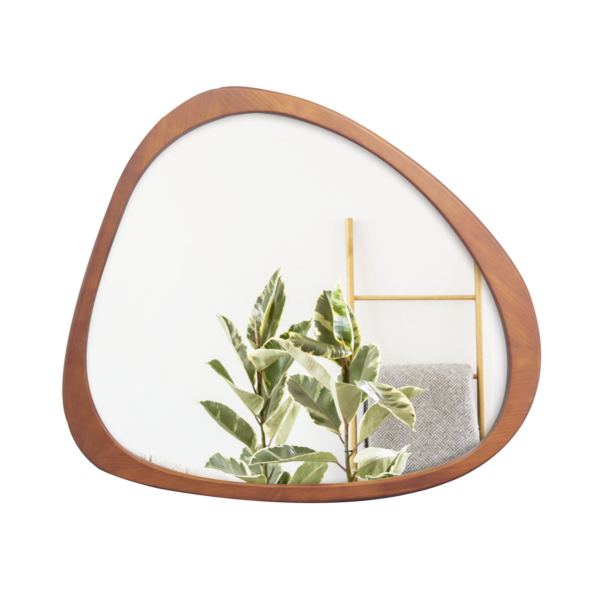 Solid Wood Mirror 45 Inch Asymmetrical Wall Mirror Wooden Framed Mirror Large Sized Dressing Mirror, for Living Room, Bedroom, Bathroom, Hallway or Entry Way W1435142944-djyc