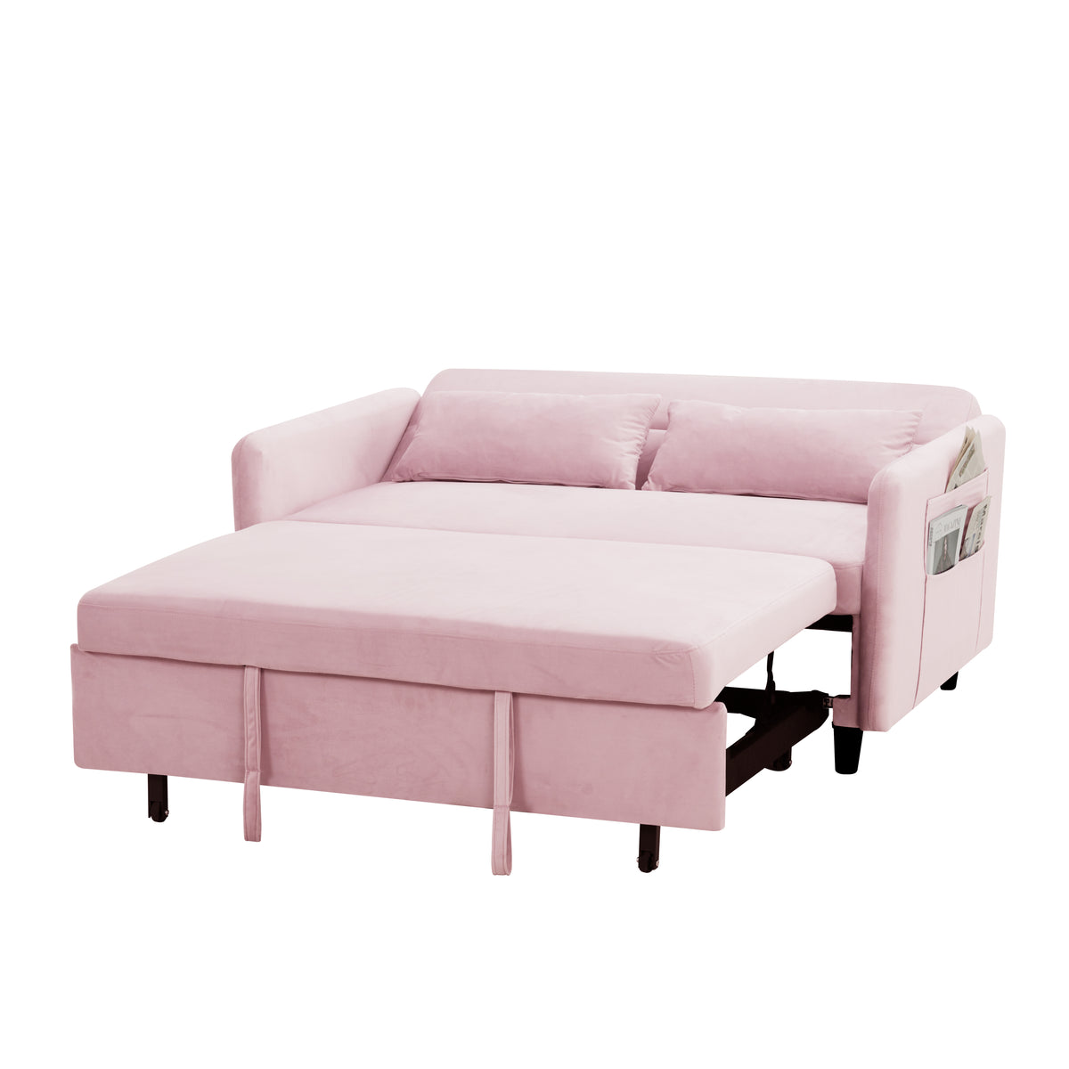 Sofa pull-out bed includes two pillows 54 "pink velvet sofa with small space W1278P144535-djyc