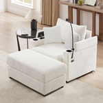 41.7' Modern Style Single Sofa Sofa Couch with Storage Space, A Movable Ottoman, Two USB Ports, Two Cup Holders, A Phone Holder for Living Room(Old SKU:N719S001611A), Beige N719S001841A-djyc