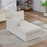 31.69' wide modular sofa bed with cushions, upholstered in soft chenille fabric, sturdy metal legs, strong load-bearing capacity, suitable for living rooms, bedrooms, and apartments. Ivory-L-W3189P438357