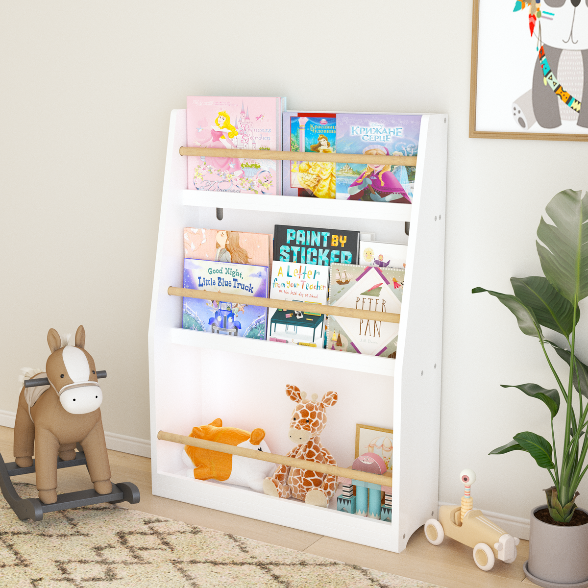 3 Tier Kids Book Shelf,Kids Book Rack, Helps Keep Bedrooms, Playrooms, and Classrooms Organized,White W808P171972-djyc