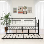 Metal Daybed Frame Twin Size Platform with trundle , No Box Spring Needed Black W840104493-djyc