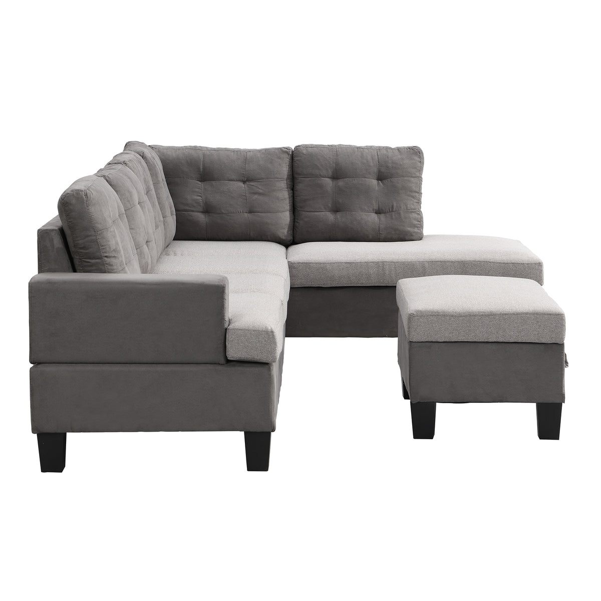 Sofa Set for Living Room with Chaise Lounge and Storage Ottoman Living Room Furniture Gray W214S00018-djyc