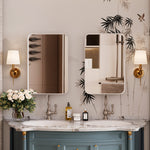 16x24 Inch Recessed White Metal Framed Medicine Cabinet with Mirror and Adjustable Shelves Black Wall Mirror with Storage for Bathroom W1435142930-djyc