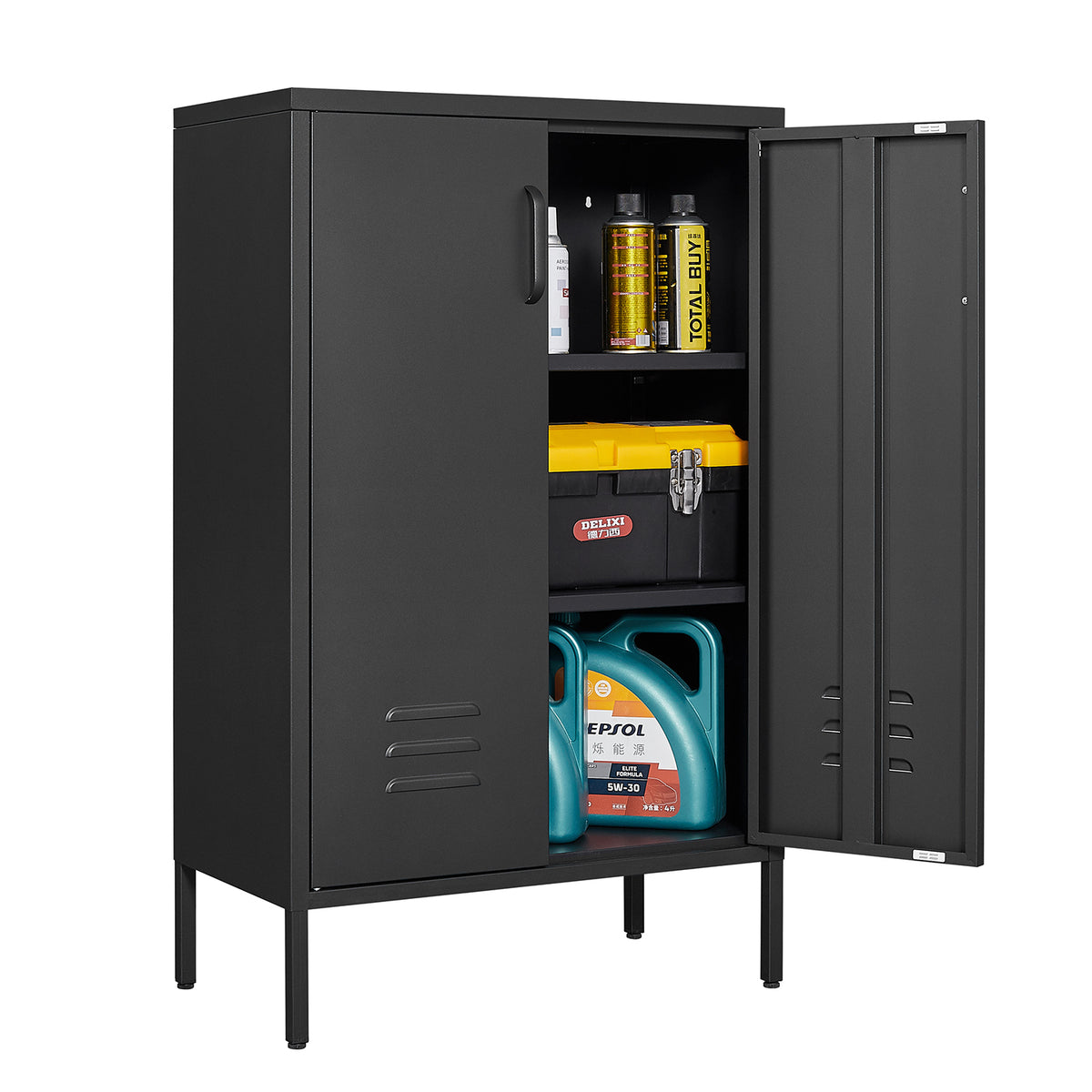 Suitable for steel storage cabinets in living rooms, kitchens, and bedrooms, 2 door miscellaneous storage cabinet, garage tool storage cabinet, and office file cabinet 2 movable partitions W1247P173320-djyc