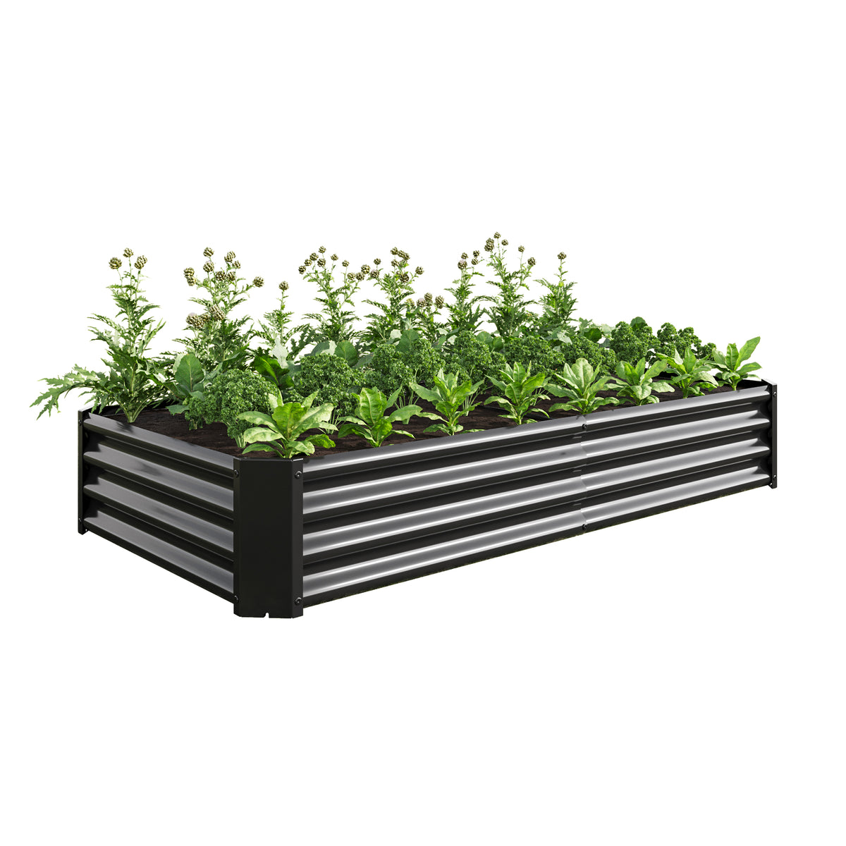 Raised Garden Bed Outdoor, 6×3×1ft , Metal RaisedRectangle Planter Beds for Plants, Vegetables, and Flowers - Black W84091002-djyc