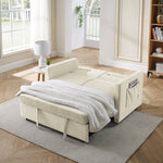 Loveseats Sofa Bed with Pull-out Bed,Adjsutable Back and Two Arm Pocket,Beige (54.5"x33"x31.5") W48766863-djyc