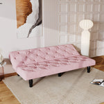 Sofa to Sofa Bed Transformation: 66" Pink Velvet Sofa Bed, Ideal for Family Living Rooms, Apartments & Bedrooms W127860393-djyc