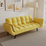 57 inch yellow sofa Soft two armrests throw pillow pillow comfortable fit apartment bedroom small space W1658135107-djyc