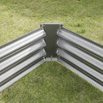 Raised Garden Bed Kit - Metal Raised Bed Garden 7.6x3.7x0.98ft for Flower Planters, Vegetables Herb Silver W84090998-djyc