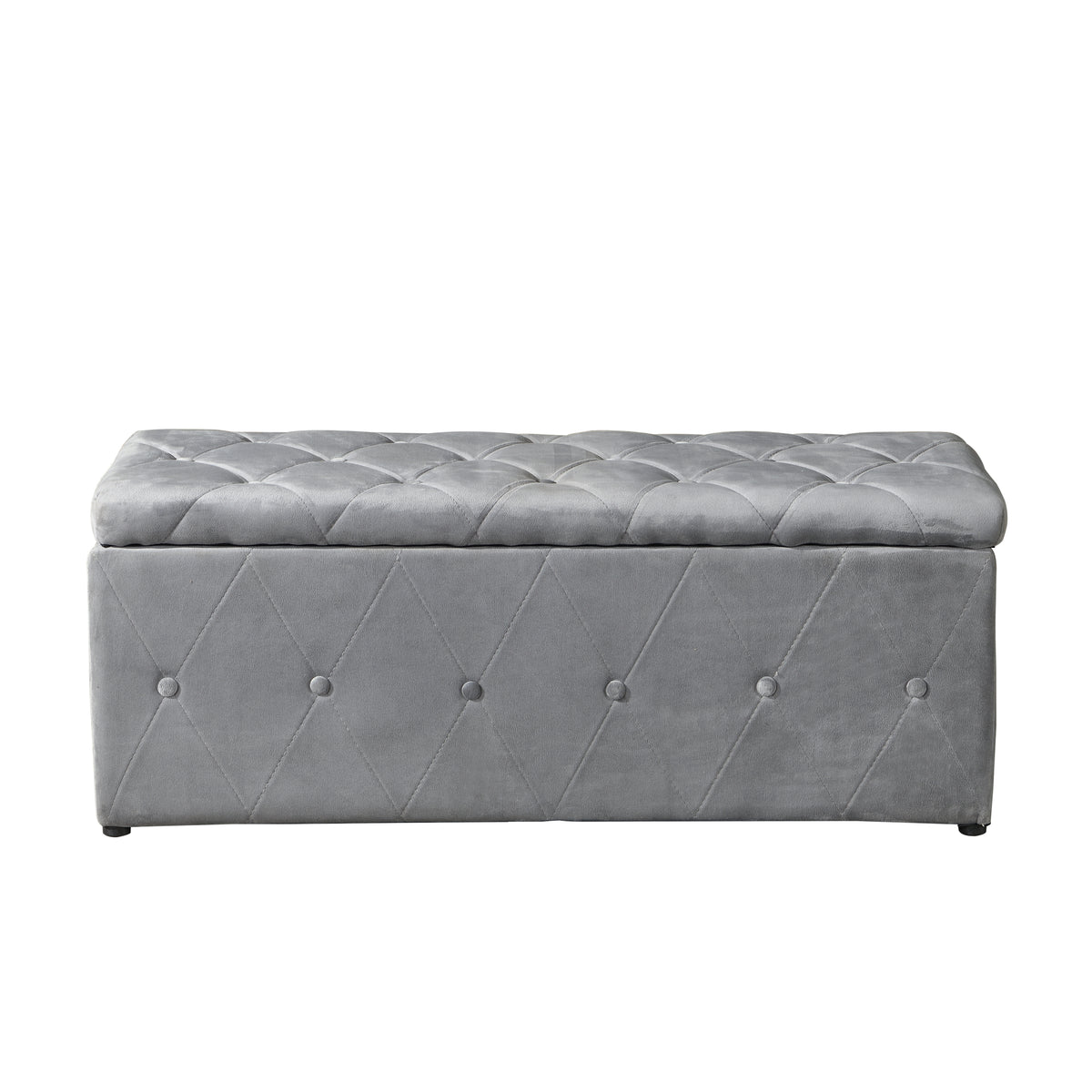 1 Piece Rectangular Storage Ottoman Short velvet with 2 Set Ottomans (Light Gray) W136060471-djyc