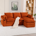 L Shaped Compressed Modular Sectional Sofa Modern Corduroy Upholstered Boneless Couches with Movable Footstool,With Three Pillows and Two Lumbar Pillows,Detachable Cloud Seat Cushions-W395S00137