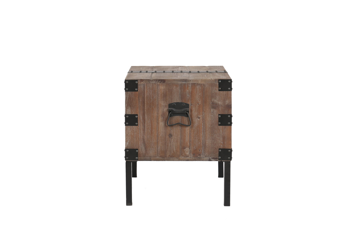 Antique Reclaimed Wood Gray Trunk Table And Side Table S/3 with Large Storage Dress Up Your Liviing Room W142562436-djyc