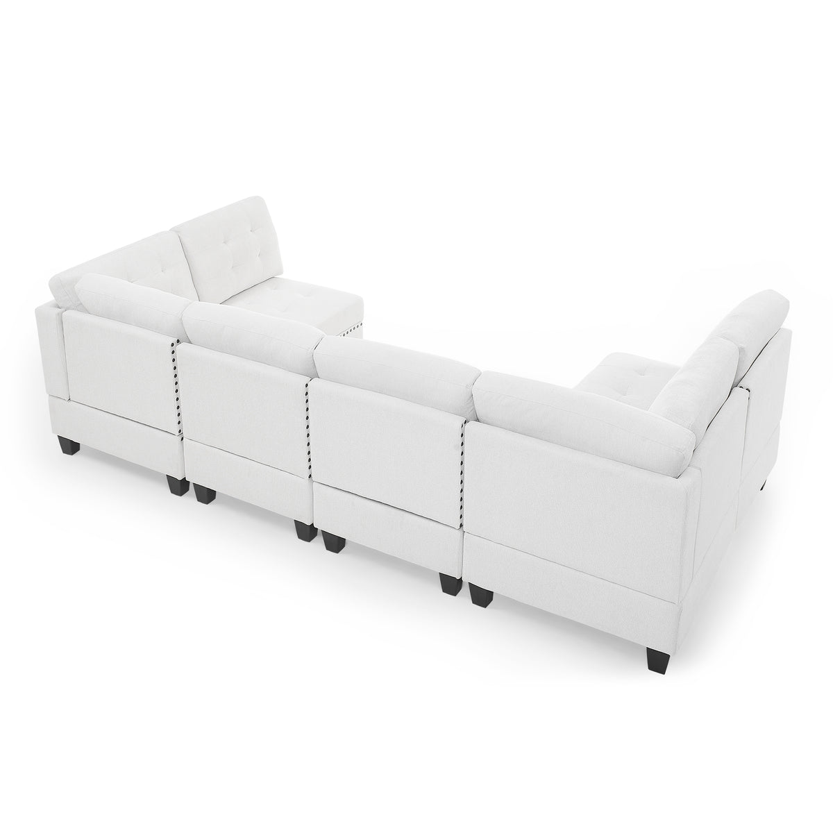 U shape Modular Sectional Sofa,DIY Combination,includes Four Single Chair and Two Corner,Ivory Chenille W487S00194-djyc