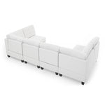 U shape Modular Sectional Sofa,DIY Combination,includes Four Single Chair and Two Corner,Ivory Chenille W487S00194-djyc