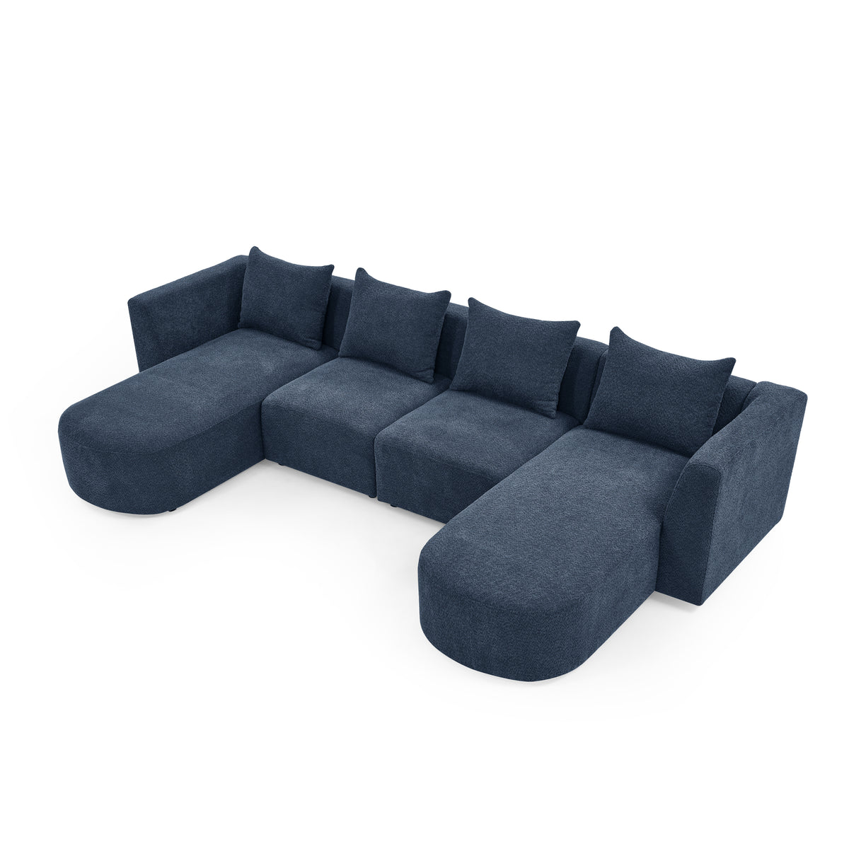 U Shape Sectional Sofa including Two Single Seats and Two Chaises, Modular Sofa, DIY Combination, Loop Yarn Fabric, Navy W487S00162-djyc